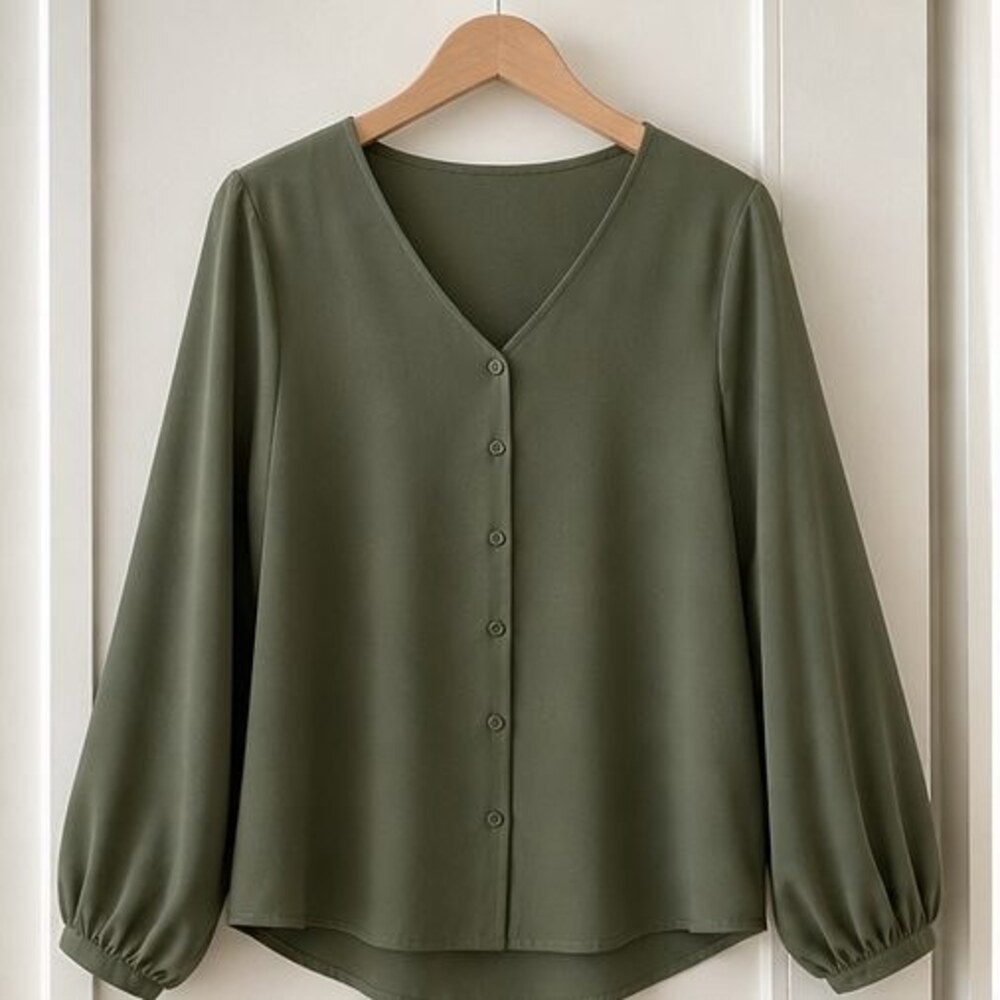 Olive Pleated Blouse